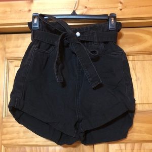 SWS denim black paper bag high waisted shorts